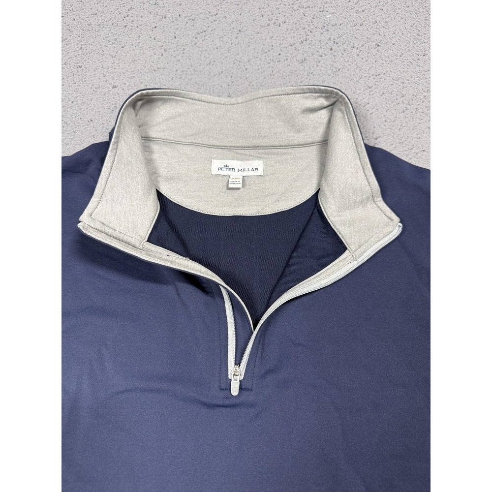 Peter Millar Pullover Mens 2XL Blue 1/4 Zip Long Sleeve Golf Performance Top - Picture 3 of 11